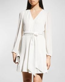 Milly Liv Pleated Long Sleeve Dress at Neiman Marcus